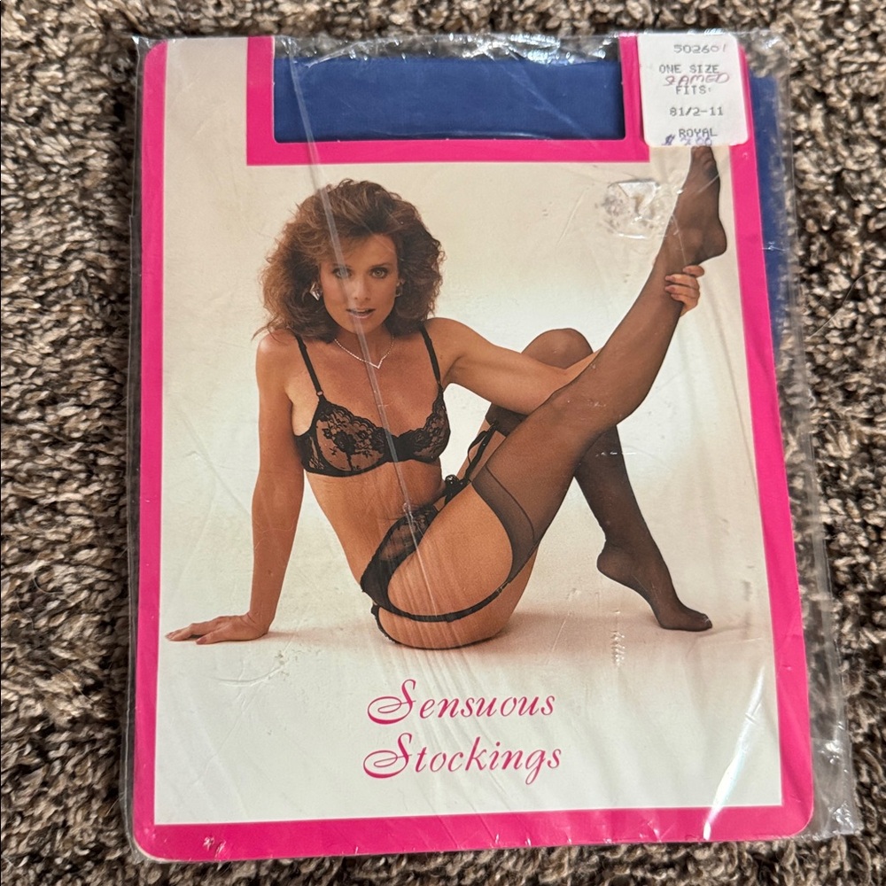 Vintage Delicates Sensuous Stockings Blue One Size 8.5-11 Model Lingerie